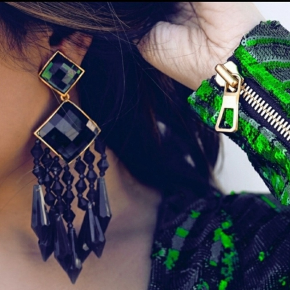 Balmain X H&M Green Chandelier Earrings